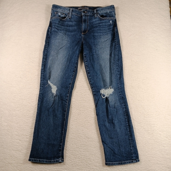 Joe's Jeans Womens 32 Blue Niki Boyfriend Slim Fit Cropped Distressed - Picture 1 of 12
